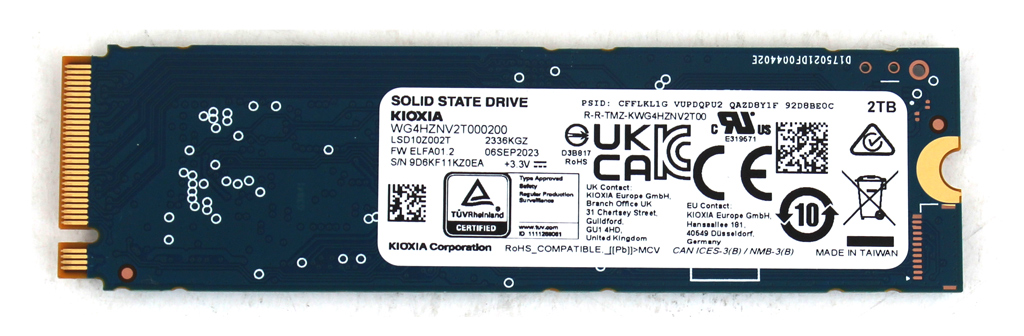 KIOXIA EXCERIA PLUS G3 SSD, Rückseite.
