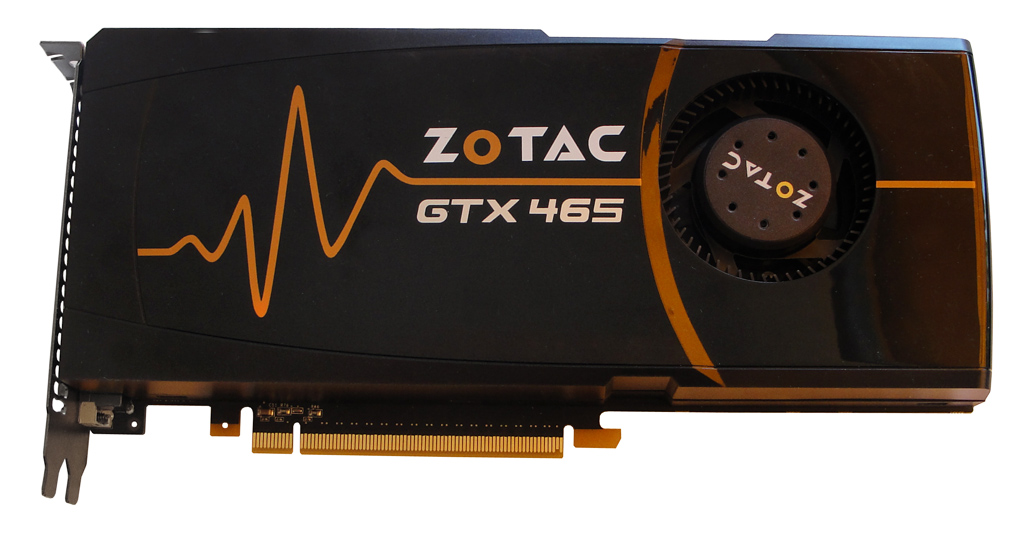 Die ZOTAC GeForce GTX 465 von der Ober- und Unterseite.