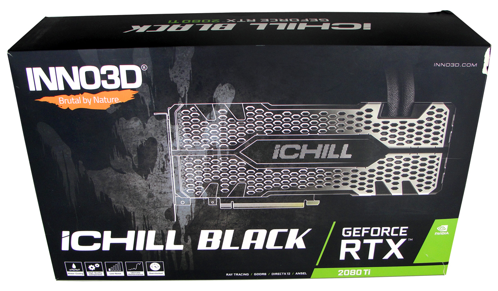 Die Verpackung der GeForce RTX 2080 Ti iCHILL Black abgelichtet.